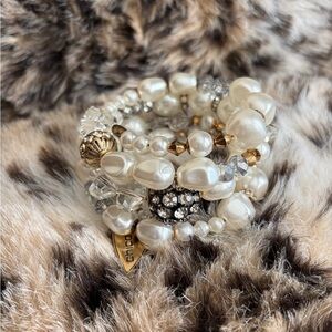 Chico's Gold and Pearl Multi-Strand Bracelet